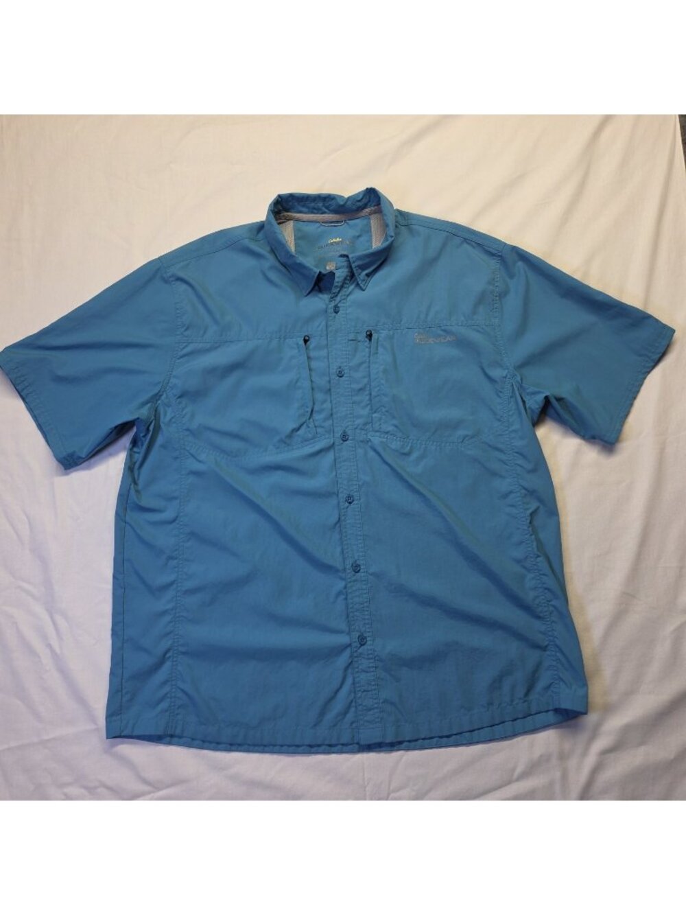 Cabela's Guidewear Shirt Men's XL Short Sleeve Teal Nylon Vented Hiking Fishing
